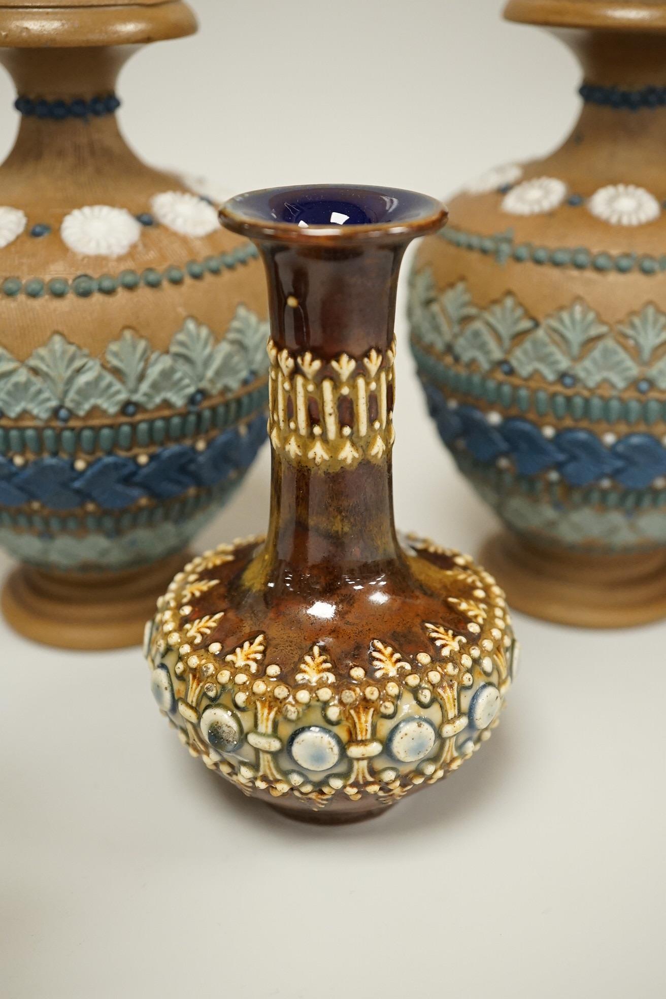 A group of mixed miniature Royal Doulton, vases, jugs etc., jug 12cm high (13)